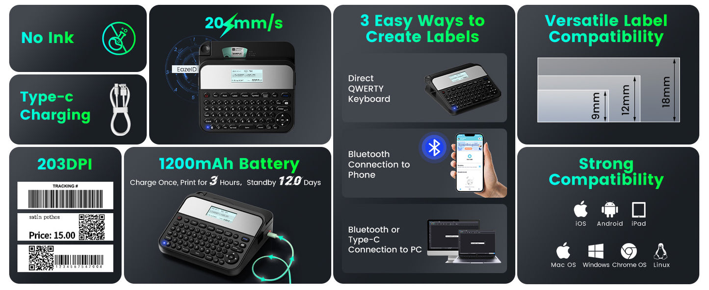 EazeID D480BT Label Maker
