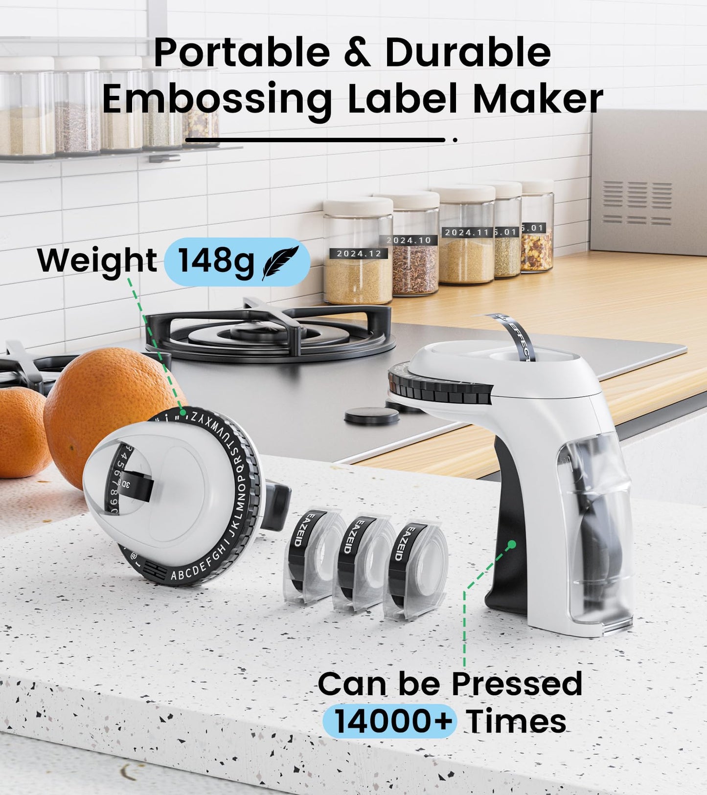 Embossing Label Maker, Vintage Embossed Label Maker, Portable 3D Embosser Retro Label Printer with 3 Rolls 3D Embossing Label for Home Office Kids DIY Crafting, Black