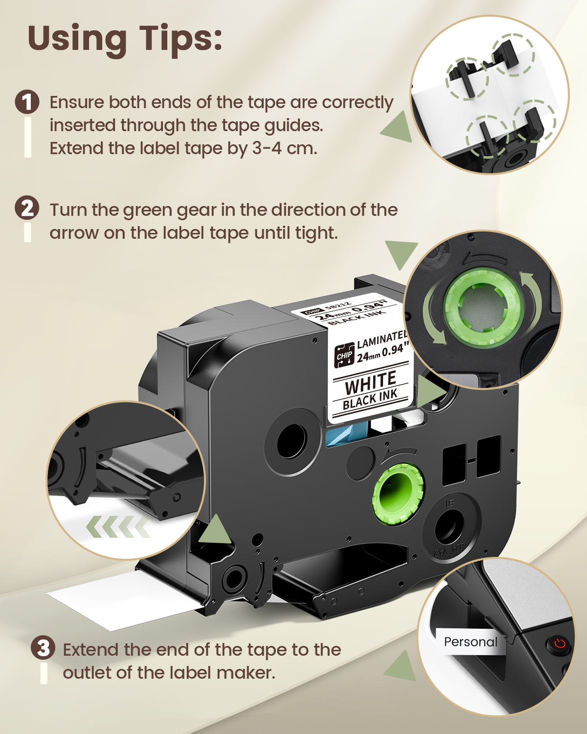 EazeID 24mm Label Tape Compatible with Brother P Touch Tze TZ Tape 24mm 0.94 Laminated White