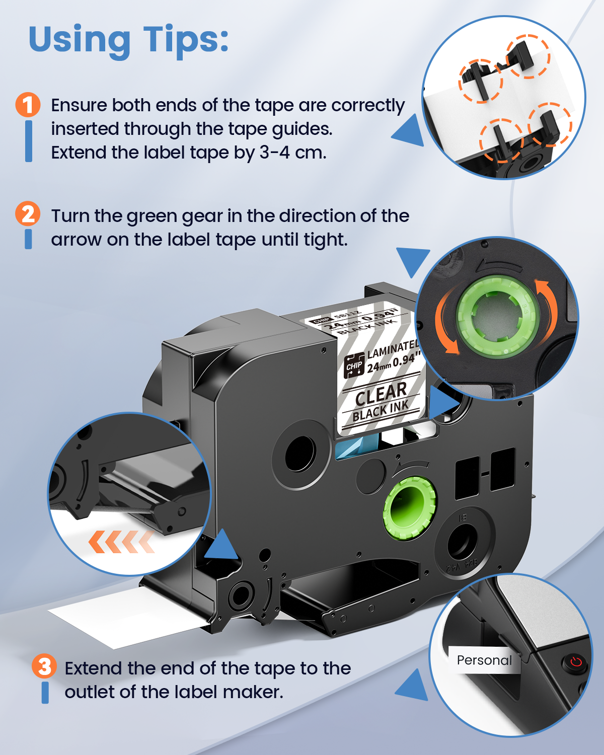 EazeID 24mm Label Tape Compatible with Brother P Touch Tze TZ Tape 24mm 0.94 Laminated Clear