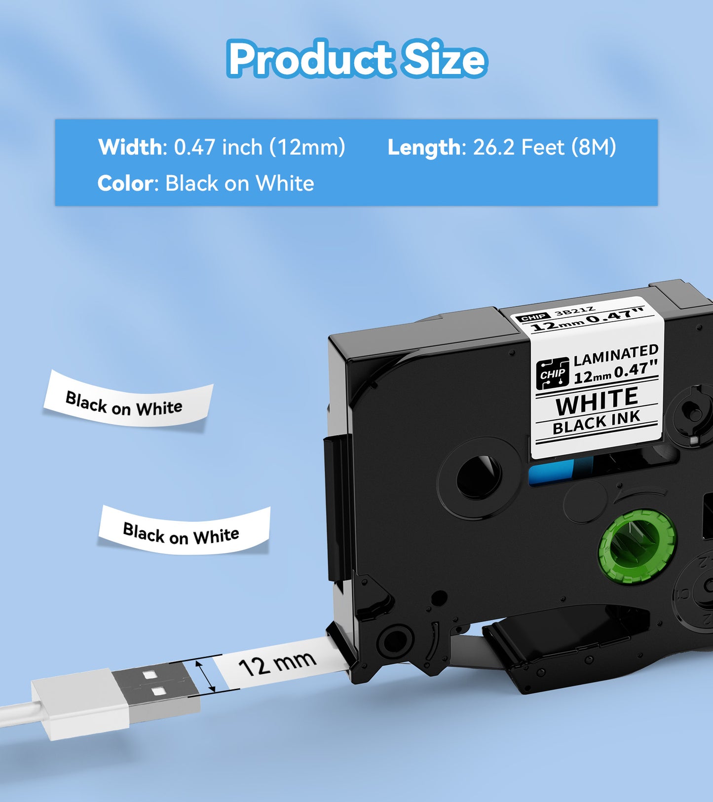 EazeID BZ 12mm 0.47 Laminated Label Tape