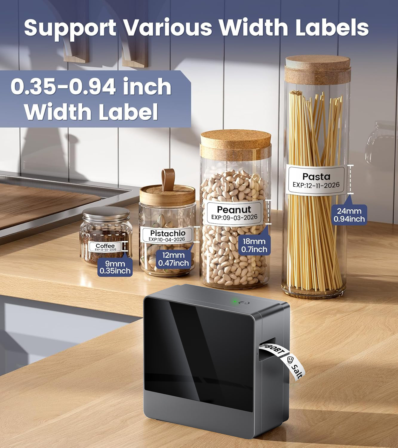EazeID P780BT 1 Inch Label Maker Machine with Tape-24mm, Rechargeable Label Maker Bluetooth, 12mm 18mm 24mm Wide Labels-Waterproof, Auto Cut, Connect Phone & PC, Type-C Charging for Home Office Use