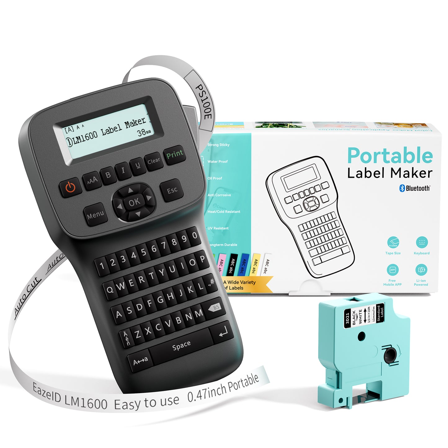 EazeID LM1600 Label Maker Machine with Tapes