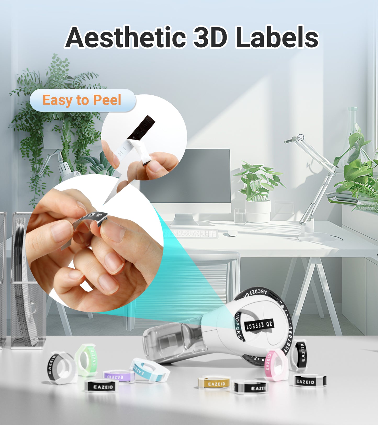 EazeID Embossing Label Maker Machine with 10 Rolls Tapes