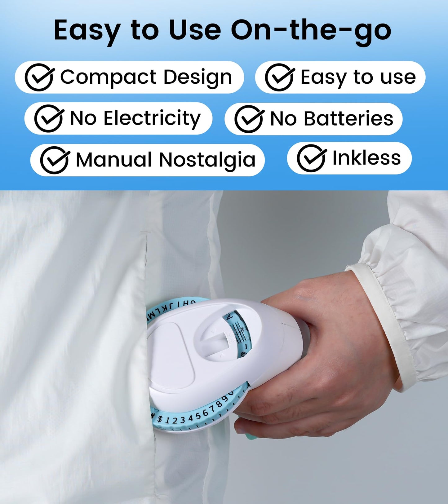 Embossing Label Maker Machine with Tapes, Omega S Vintage 3D Embosser, Old School Handheld Label Printer, Portable Retro Manual Embossed Labeler for Home Office School DIY, Blue