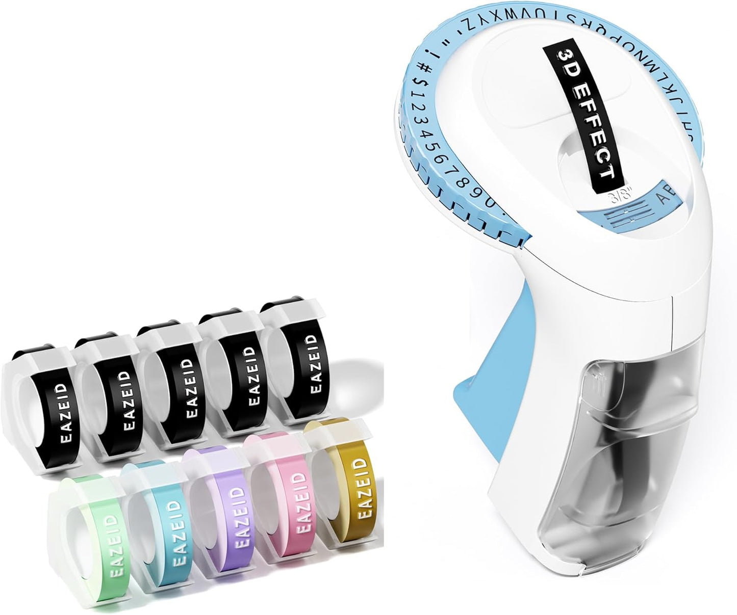 EazeID Embossing Label Maker Machine with 10 Rolls Tapes