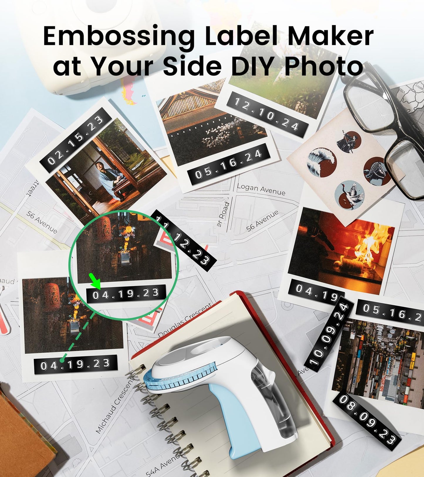 Embossing Label Maker Machine with Tapes, Omega S Vintage 3D Embosser, Old School Handheld Label Printer, Portable Retro Manual Embossed Labeler for Home Office School DIY, Blue