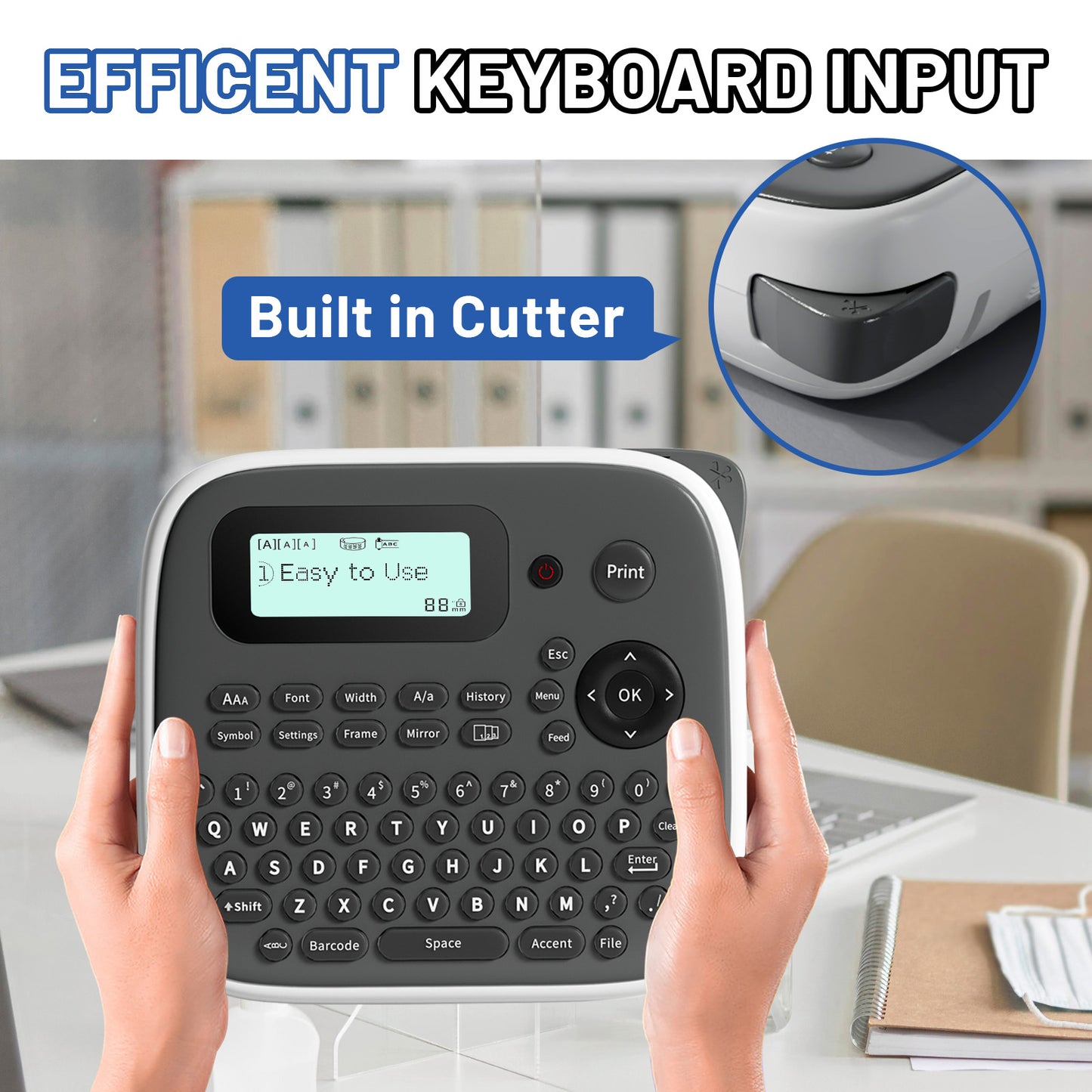 EazeID Label Maker Machine with-Tape, Label Maker Waterproof-Labels, Keyboard Labeler Machine Portable, D210S Desktop Labelmaker Multiple Symbols for Home Small Business Kids Teachers School Supplies
