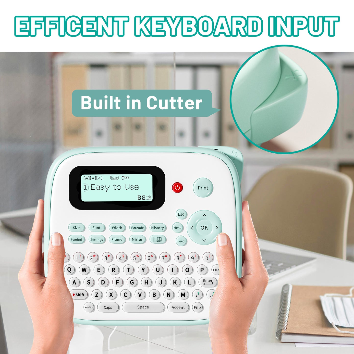 EazeID Label Maker Waterproof-Labels, Desktop Label Maker for Kids, D210S Handheld Labeler Machine with Tape-12mm 0.47 Laminated White, Multiple Symbols for Home Office School Kids Teachers Gifts