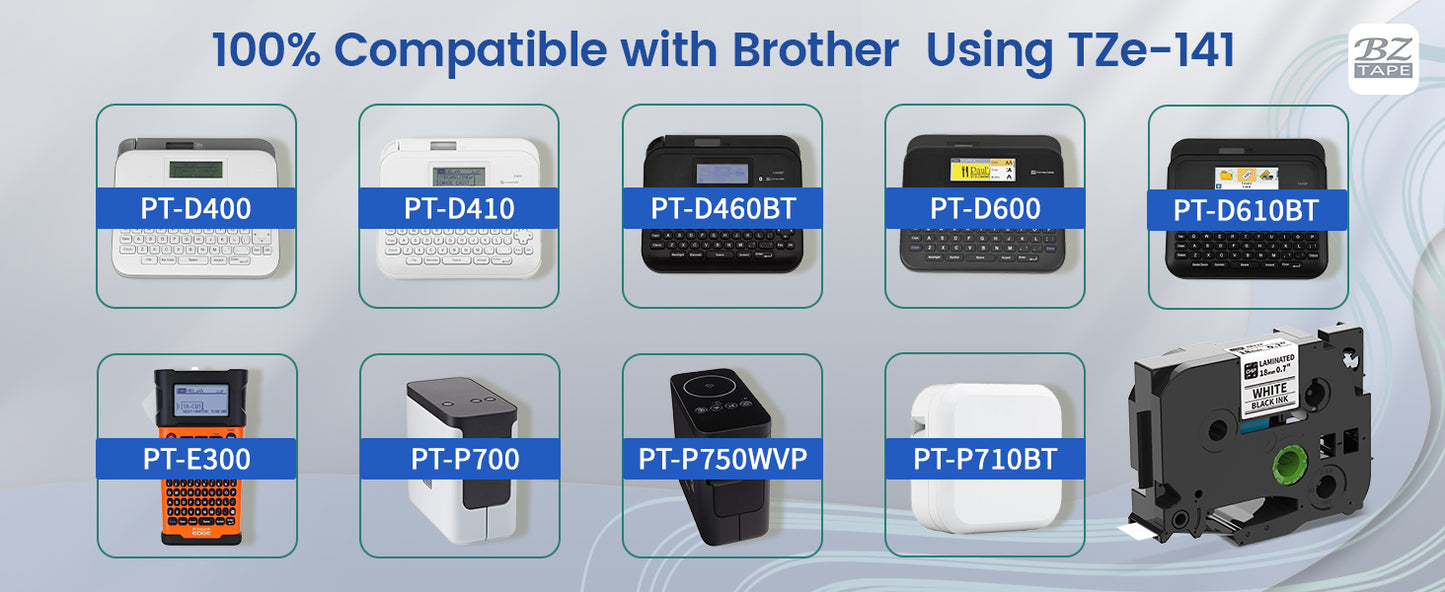 EazeID 18mm Label Tape Compatible with Brother P Touch Tze TZ Tape 18mm 0.7 Inch Laminated White