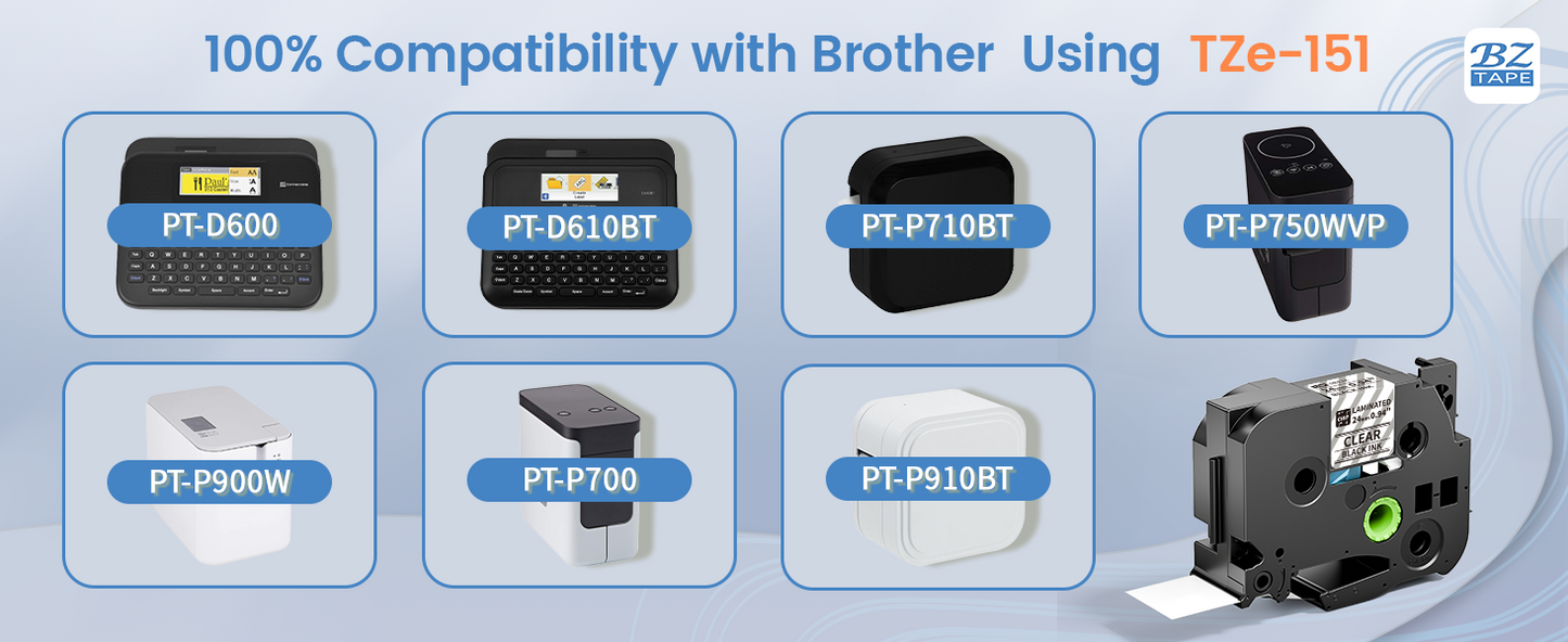 EazeID 24mm Label Tape Compatible with Brother P Touch Tze TZ Tape 24mm 0.94 Laminated Clear
