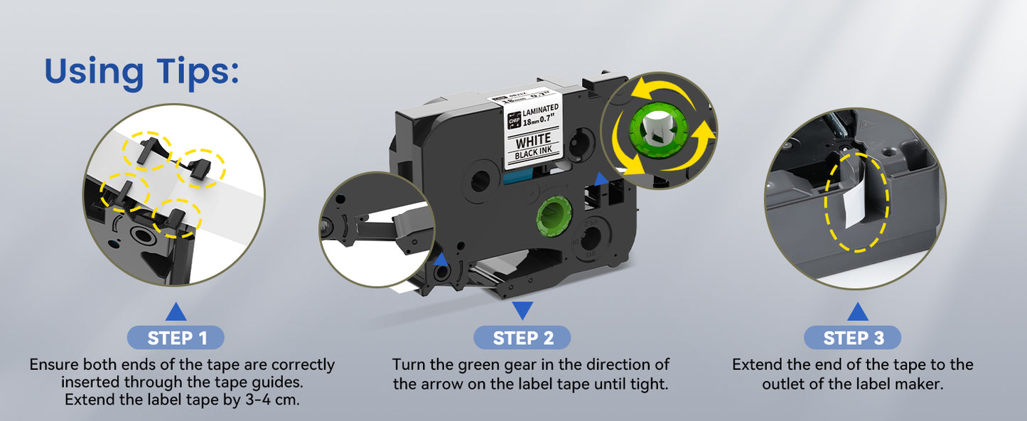 EazeID 18mm Label Tape Compatible with Brother P Touch Tze TZ Tape 18mm 0.7 Inch Laminated White