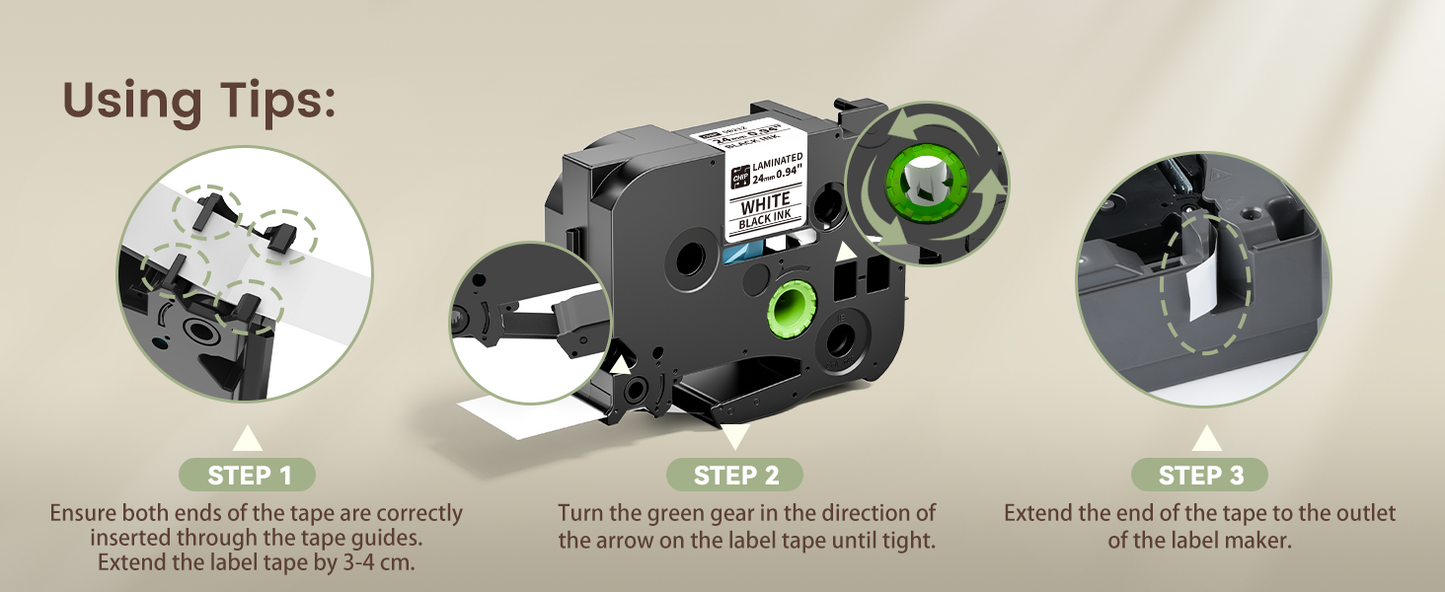 EazeID 24mm Label Tape Compatible with Brother P Touch Tze TZ Tape 24mm 0.94 Laminated White