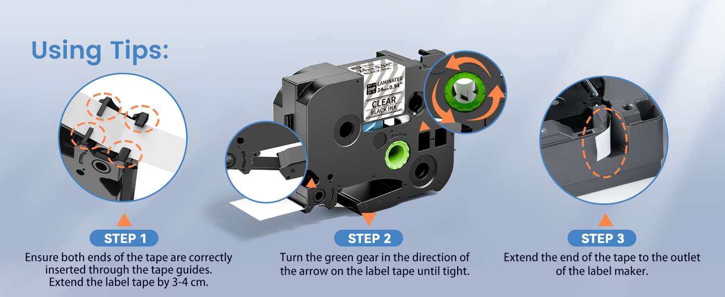 EazeID 24mm Label Tape Compatible with Brother P Touch Tze TZ Tape 24mm 0.94 Laminated Clear