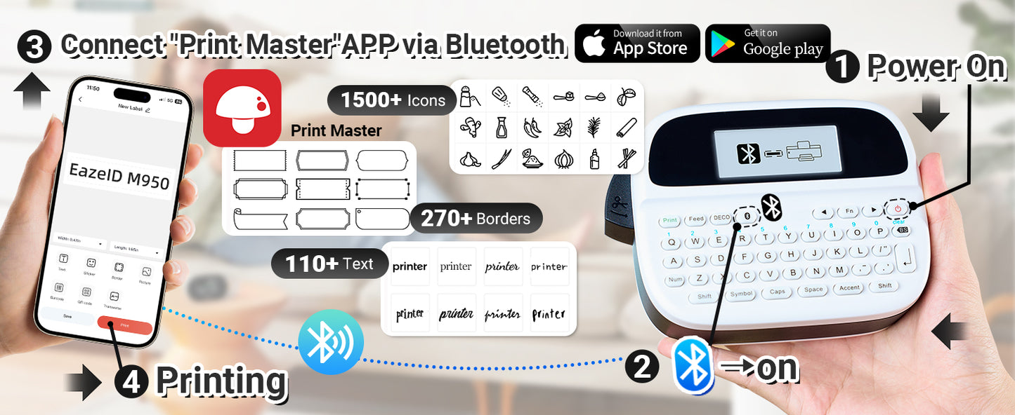 EazeID M950 Label Maker Machine with-Tape