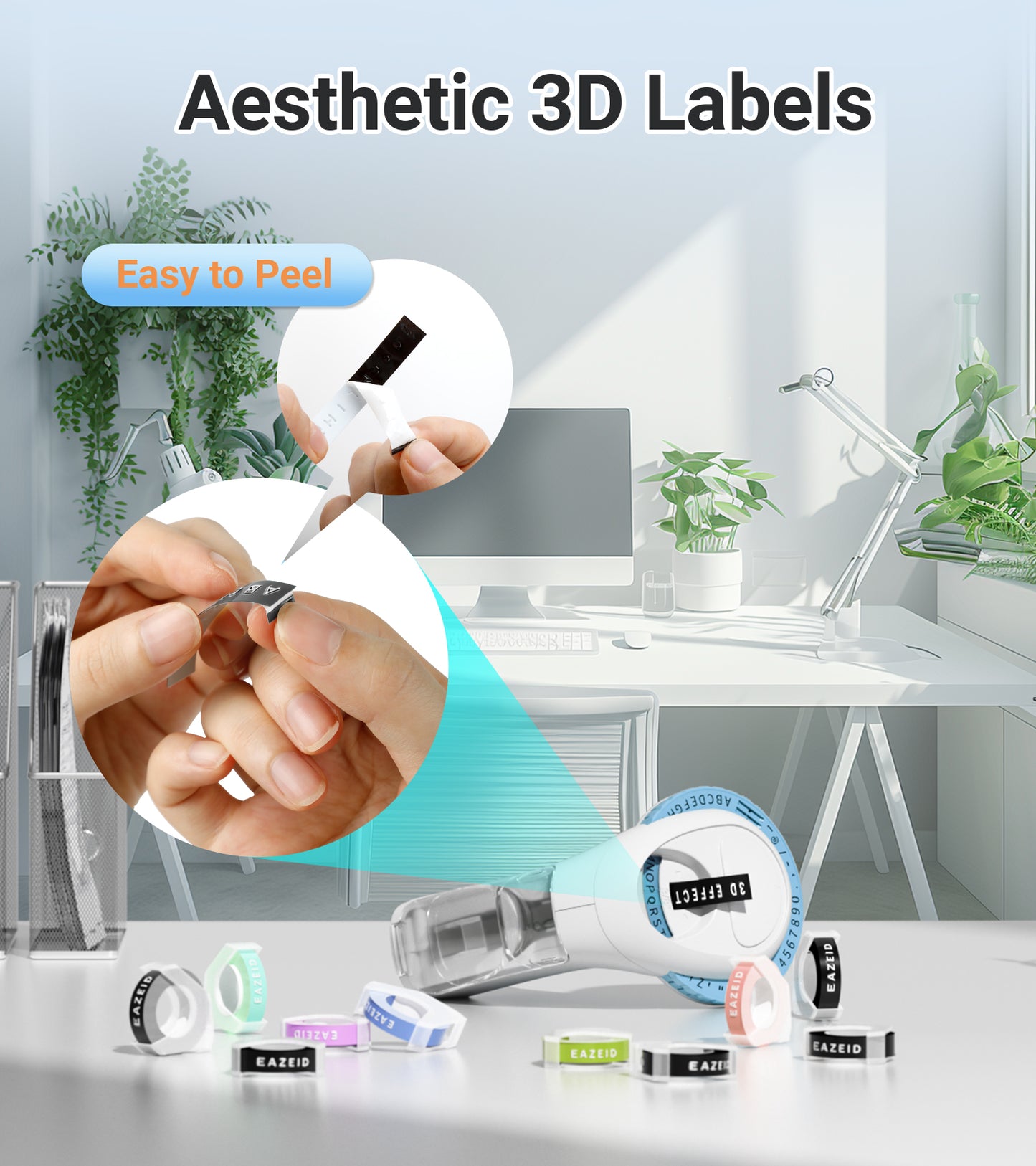 EazeID Embossing Label Maker Manual, Vintage Embossed Label Maker Machine with Tapes, Embosser Labeler with 10 Rolls Embossing 9mm Labels-Waterproof for Home Office School, DIY Crafting Scrapbooking
