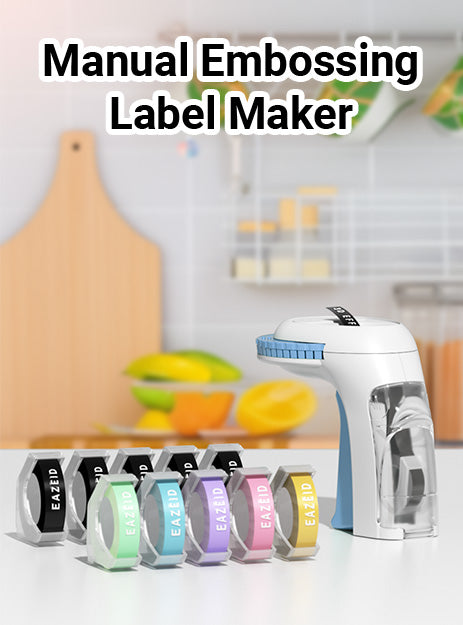 EazeID Embossing Label Maker Manual, Vintage Embossed Label Maker Machine with Tapes, Embosser Labeler with 10 Rolls Embossing 9mm Labels-Waterproof for Home Office School, DIY Crafting Scrapbooking