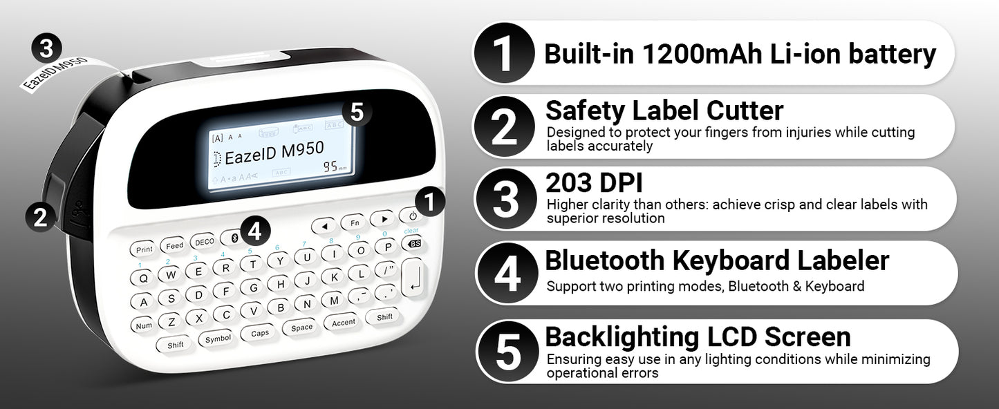 EazeID M950 Label Maker Machine with-Tape
