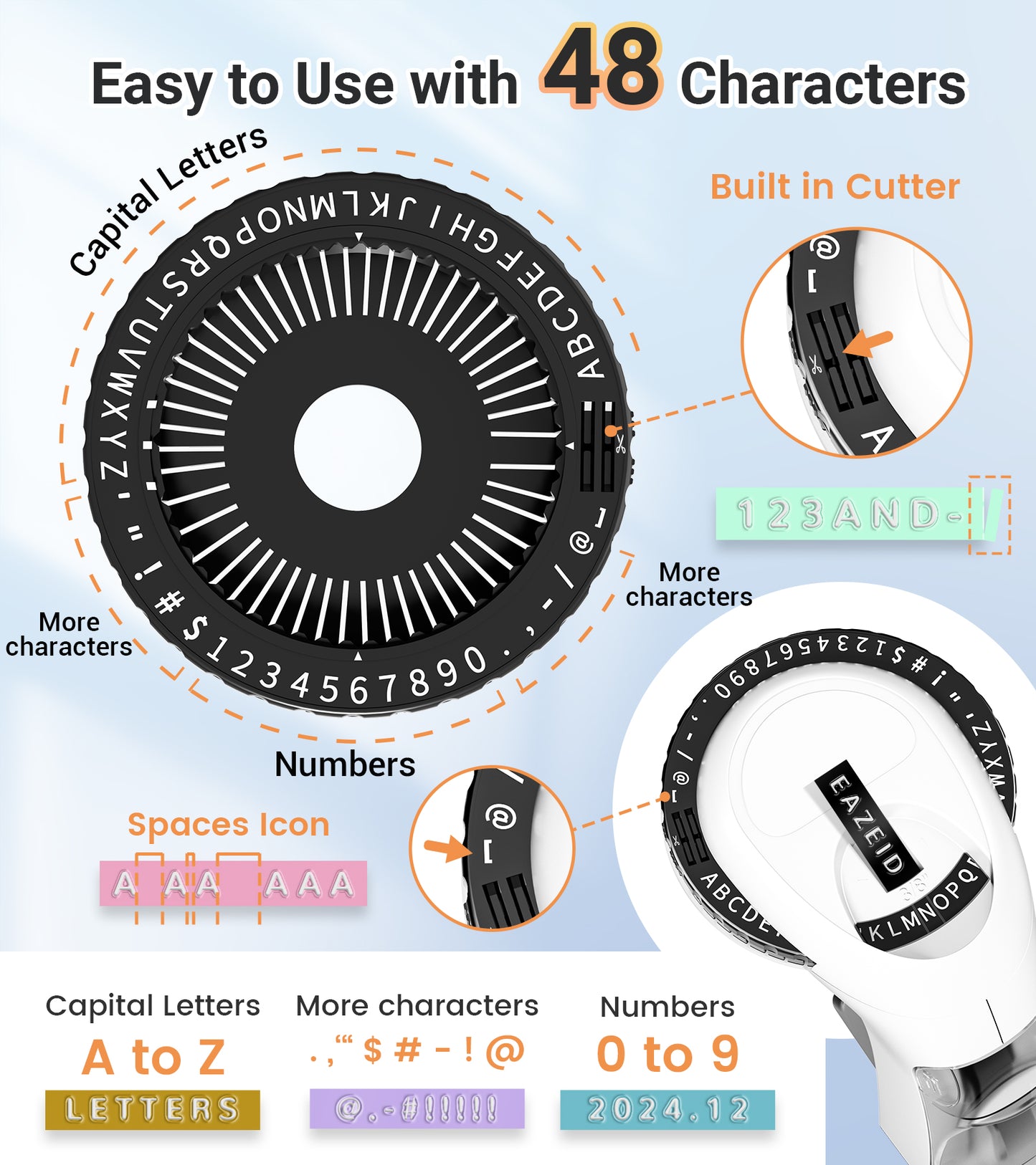 EazeID Embossing Label Maker Machine with 10 Rolls Tapes