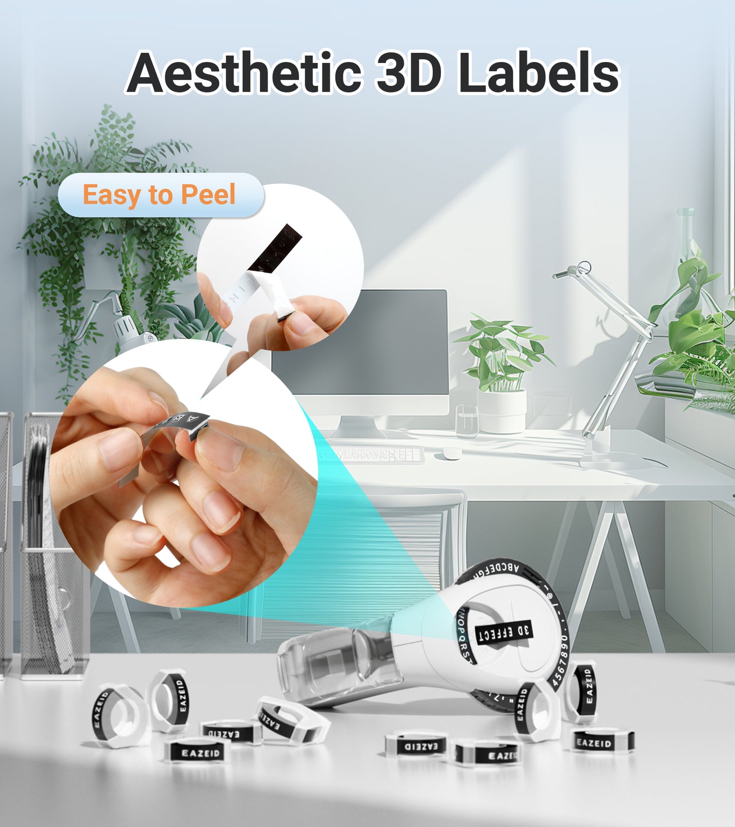 EazeID Embossing Label Maker, Embossed Label Maker Labels-Waterproof for Scrapbooking Supplies, Vintage Manual Labeler Machine with 3D 10-Roll Tapes Black for Home Office & Kids School Items