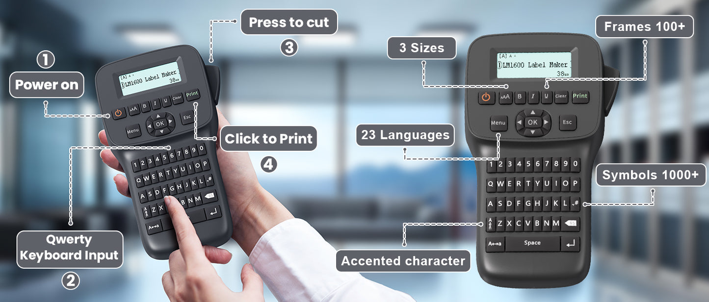 EazeID LM1600 Label Maker Machine with Tapes