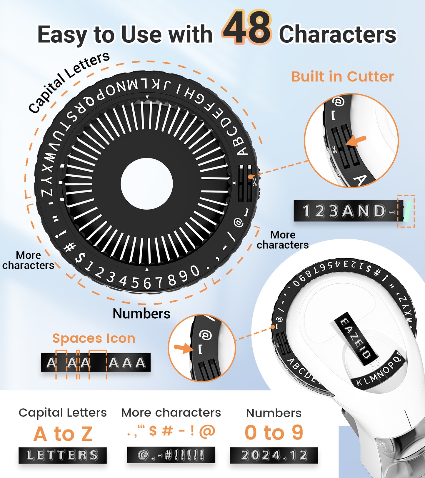 EazeID Embossing Label Maker, Embossed Label Maker Labels-Waterproof for Scrapbooking Supplies, Vintage Manual Labeler Machine with 3D 10-Roll Tapes Black for Home Office & Kids School Items
