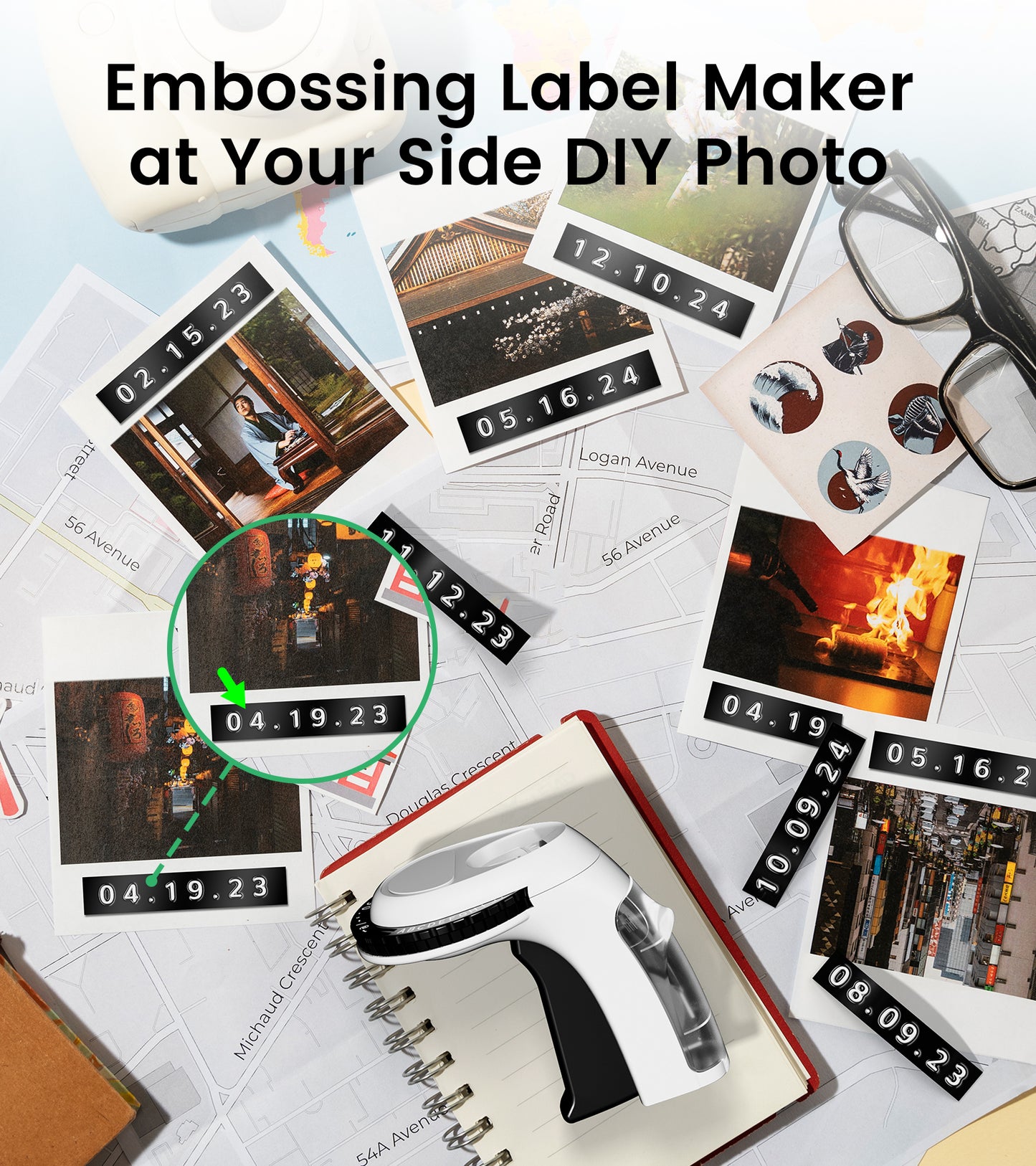 Embossing Label Maker Machine with Tapes, Manual Embossed Label Maker Retro, Vintage Embosser Labeler 3/8 Inch 9mm 3D Waterproof-Labels for Scrapbooking Supplies Kids DIY Craft Home Office Use