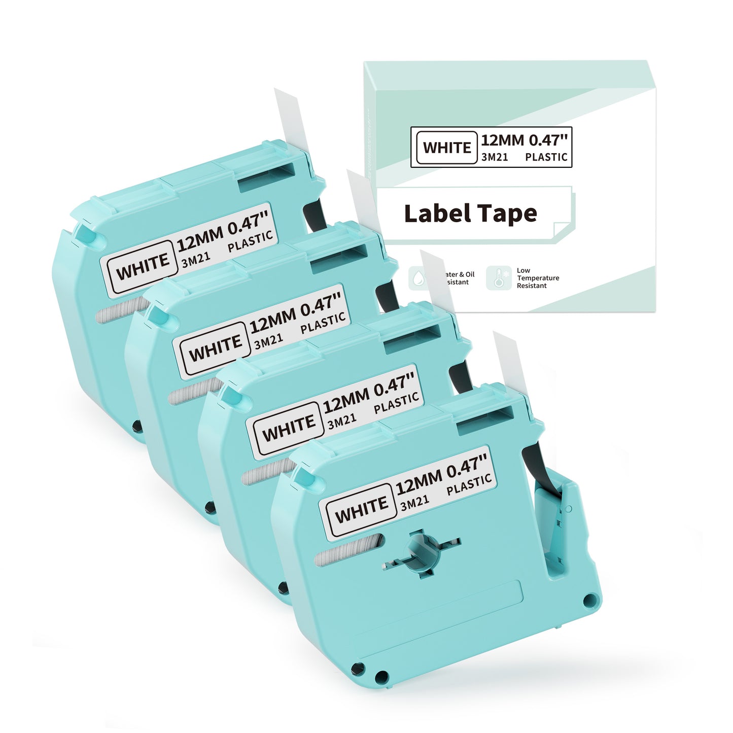M-K231 Compatible with Brother M Tape P Touch 12mm 0.47 White M231 MK231 M-K231s Label Tape, Work with Brother Ptouch PT-65 PT-M95 PT-90 PT-70 PT-80 PT-70BM PT-45 Label Maker, M950 Label Maker Refills
