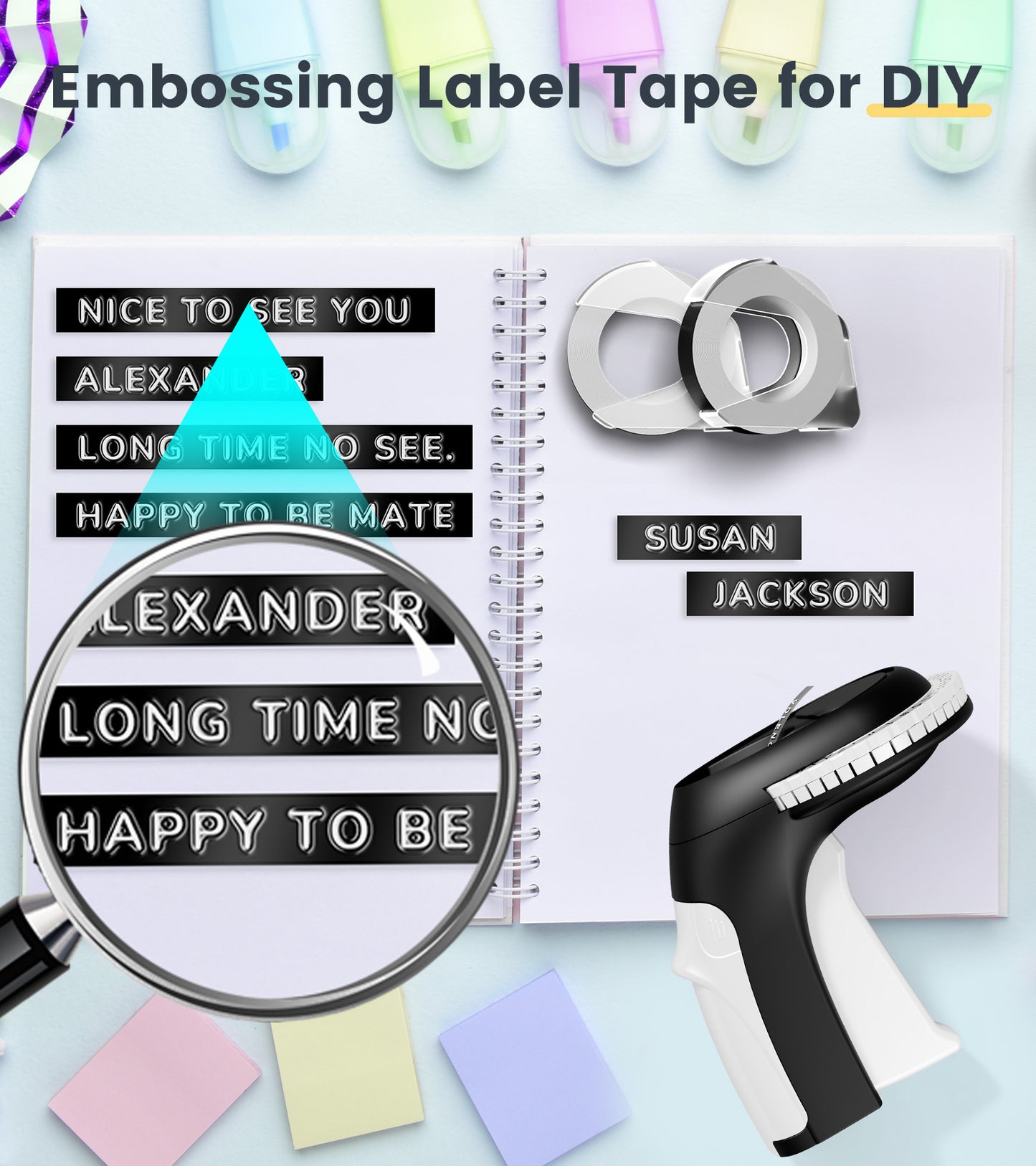 Embossing Label Maker, Vintage Embossed Label Maker Machine with Tapes 9mm, Scrapbook Supplies Junk Journal Kits, Manual Retro Old School Embosser Labeler for Home Office DIY Crafts & Scrapbooking