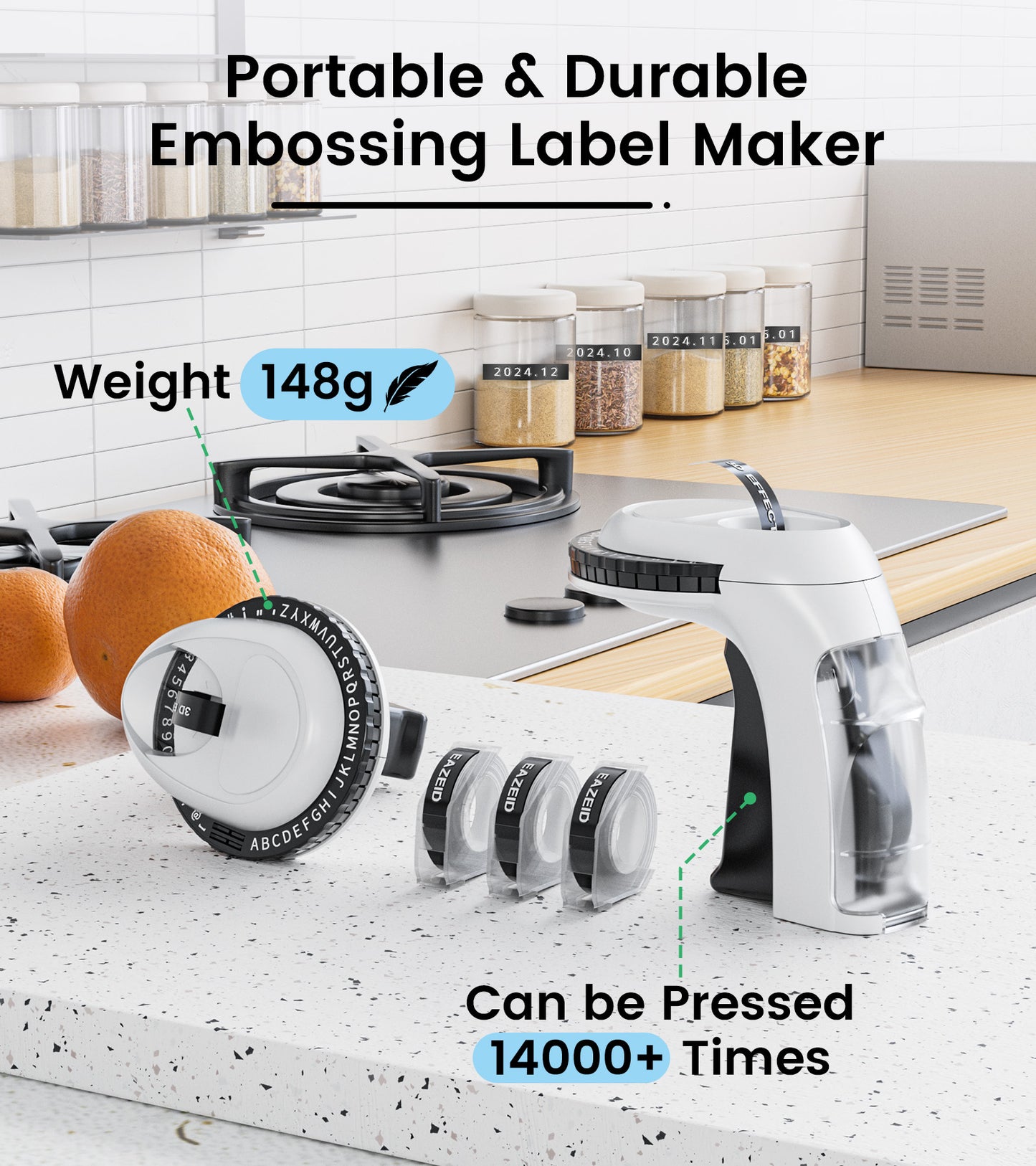 Embossing Label Maker Machine with Tapes, Manual Embossed Label Maker Retro, Vintage Embosser Labeler 3/8 Inch 9mm 3D Waterproof-Labels for Scrapbooking Supplies Kids DIY Craft Home Office Use